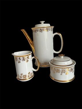 Vintage Czechoslovakian Josefina fine porcelain coffee Pot/ creamer/sugar